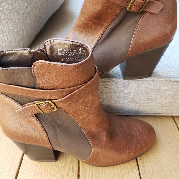 BNWoT AEROSOLES INVITATION rustic earthy brown (9) heel boots - Picture 6 of 8